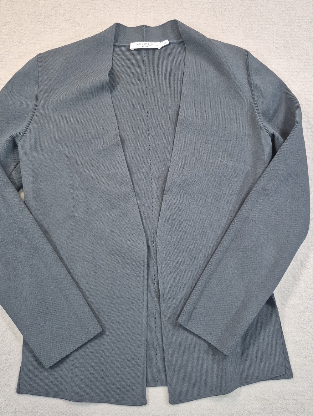 MM LAFLEUR Sz S Woolf Jardigan Cardigan Sweater Charcoal Gray Minimalist Luxury